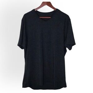 Lululemon Men’s Short Sleeve V Neck T-Shirt in Dark Gray.